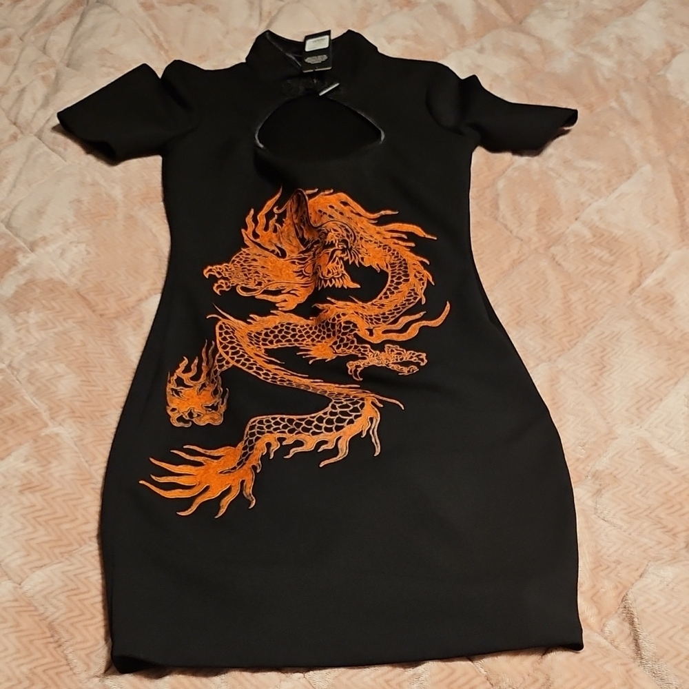 Black and Orange Dragon Dress